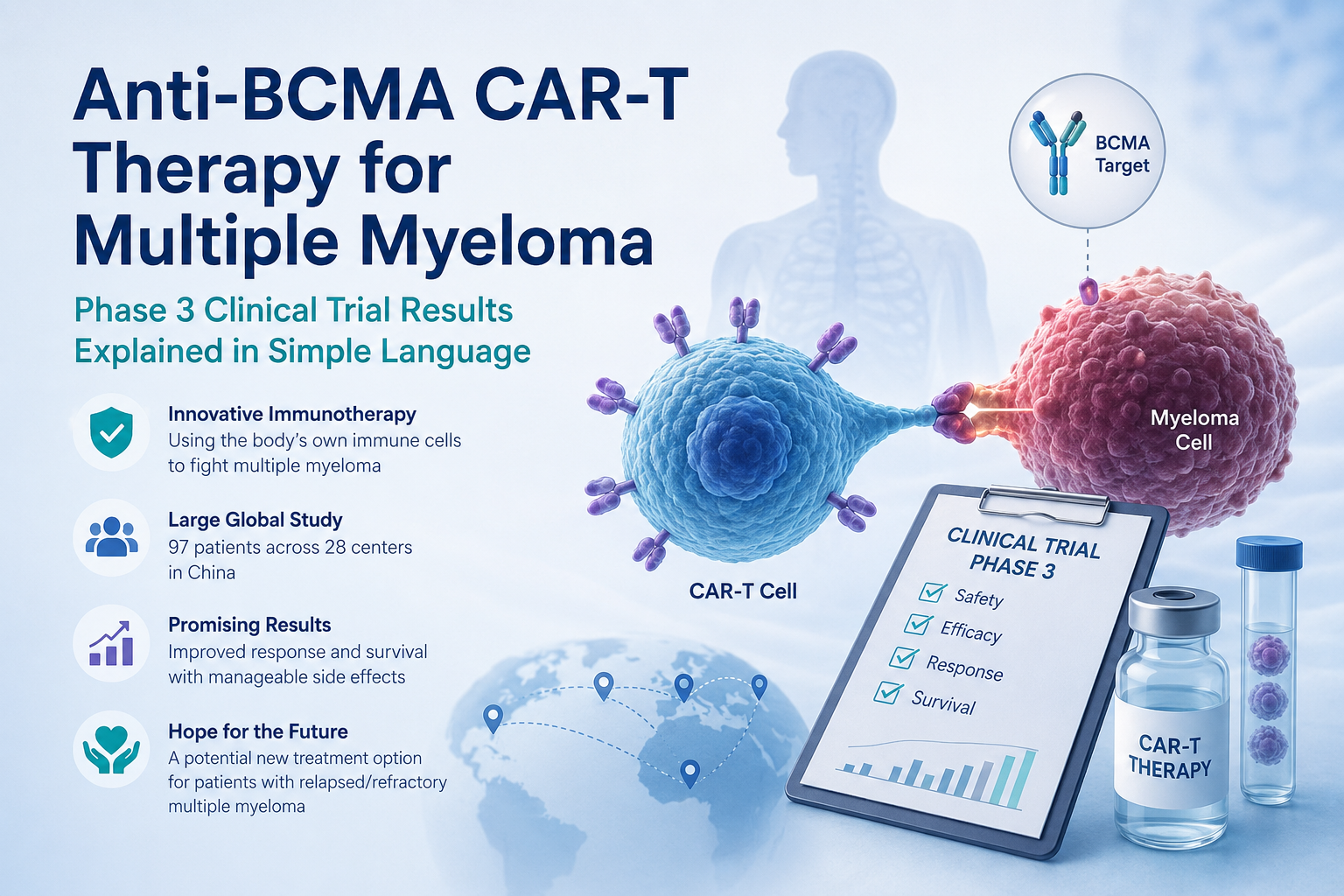 Illustration of targeted therapy for recurrent or metastatic cervical cancer representing the Phase 3 innovaTV 301 clinical trial of tisotumab vedotin.